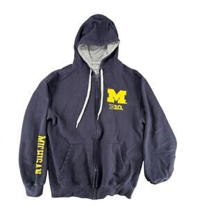 University of Michigan Blue and Yellow Zip Up Hoodie Large College Sports